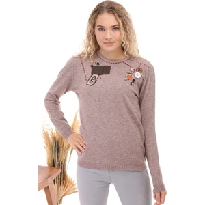 FTZ Women Kadın Düğme Detaylı Triko Beige 21-1100