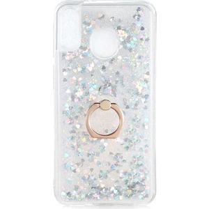 Samsung Galaxy M20 Kılıf Gümüş Liss Sulu Simli Silikon Kapak Orijinal Esnek Ince Geliştirilmiş Dayanıklı Darbe Karşıtı Koruyucu Yeni Nesil Tasarım (Samsung Galaxy M20, Gümüş)