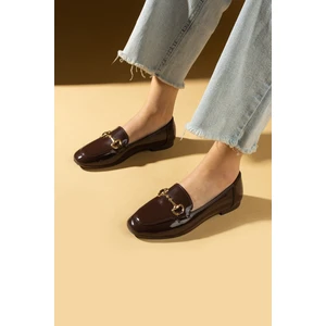 Pembe Potin Gold Toka Detaylı Rahat Kalıp Kadın Babet 57-023-24RUGAN