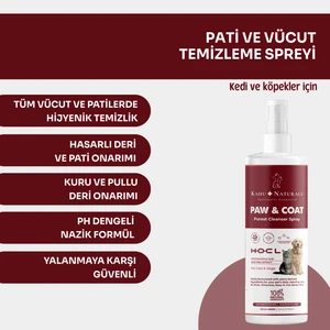 Kahu Naturals Paw&coat Vücut ve Pati Temizleme Spreyi %100 Doğal Günlük Temizlik ve Bakım 250 ml