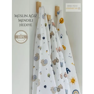 %100 Pamuk Müslin Bebek Battaniyesi 3'lü Set Oeko-Tex Sertifikalı MÜSLIN ÖRTÜ 80 x 90  cm