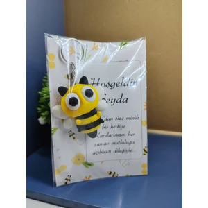 Arı Temalı Kartlı Anahtarlık Hediyelik 15 x 10  cm  Kart (25 Adet )