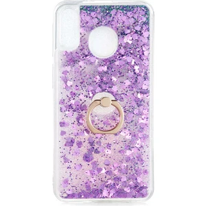 Samsung Galaxy M20 Kılıf Mor Liss Sulu Simli Silikon Kapak Orijinal Esnek Ince Geliştirilmiş Dayanıklı Darbe Karşıtı Koruyucu Yeni Nesil Tasarım (Samsung Galaxy M20, Mor)