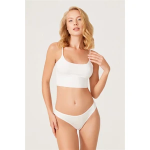 Cottonhill Krem Renk Basic %95 Pamuklu Kadın Tanga