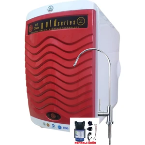 Lg Chem Pompalı Gold Specıal 12 Litre 7 Filtre 14 Aşama Gümüş Iyon Tatlandırıcı Mineral Alkali 90 Gpd Nano Membranlı  304 Kalite Krom Musluklu 12 Litre Çelik Tanklı Su Arıtma Cihazı