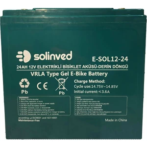 12V 24AH Vrla Tipi Elektrikli Bisiklet Aküsü 2 Yıl Garantili