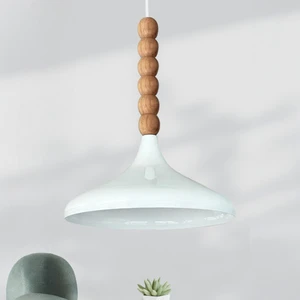 Beyaz Iç Beyaz Champion Ahşap Altı Boncuklu Tekli Avize Sarkıt Salon Mutfak Butik Lamba