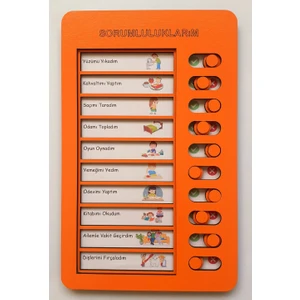 Eğitici Günlük Rutin Checklist Görev ve Sorumluluk Tablosu Turuncu