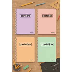 Pastel Renk (4'lü Paket) A4 72 Yaprak 2 Kareli + 2 Çizgili Plastik Kapak Defter Seti