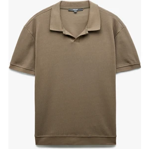 Pamuklu Kısa Kollu Dokulu Regular Fit Polo Yaka Tişört