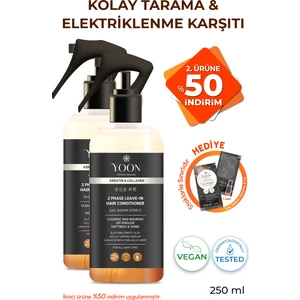 2'li Kolay Tarama Elektriklenme Karşıtı Kolajen ve Kerantinli Vegan Saç Bakım Spreyi 2 Adet x 250ML