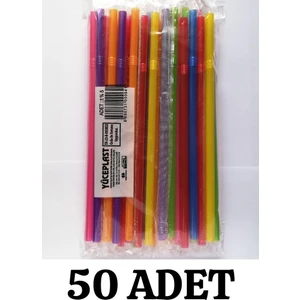 Kalbi Ticaret Plastik Jelatinli Kalın Pipet Frozen Körüklü Pipet 50'li Paket