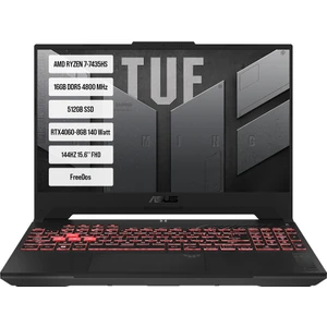 ASUS TUF Gaming A15 FA507NVR-LP099-Gaming AMD Ryzen 7-7435HS 16GB DDR5 512GB SSD RTX 4060 8GB 15.6 inç 144Hz Full HD Freedos Gaming Taşınabilir Bilgisayar