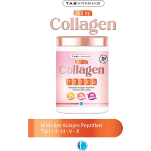 All in Collagen 30 Servis Aromasız Hidrolize Kolajen Peptitleri Tip 1 Tip 2 Tip 3 Tip 5 Tip 10