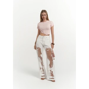 Trixie Ekru Transparan Jean Pantolon