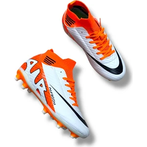 Çoraplı Krampon Beyaz Turuncu Desenli