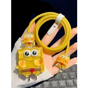 18W/20W Uyumlu Sünger Bob Şarj Aleti Koruyucu Şarj Kablosu Örme Aparatlı Koruyucu Toparlayıcı