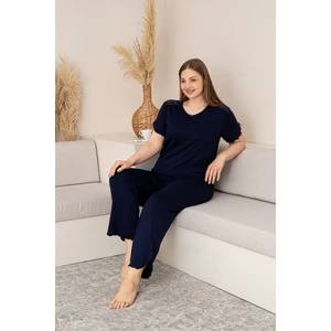 “bambu Kumaş Büyük Beden Kadın Dantelli Uzun Kollu Pijama Takımı – Yumuşak, Nefes Alabilir, Şık ve Rahat, M-5xl”