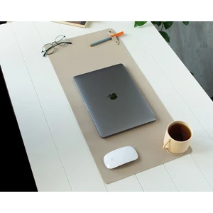 DK LEATHER Pu Deri Geniş Masa Matı | El Yapımı Ofis Dekorasyon & Gaming Mousepad + Bardak Altlığı – 70X32 cm