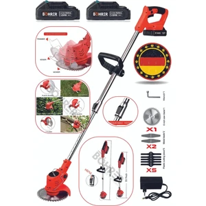 Alman V598 Çift Akülü Uzatma Kollu Akülü Çim Çalı Diken Kesme Biçme Makinesi
