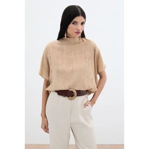 Desenli Salaş Bluz - Camel