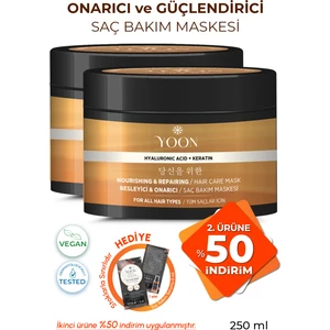 2'li Saç Bakım Maskesi 360° Yoğun Onarıcı Hyaluronic Asit ve Keratinli Saç Maskesi 2 Adet x 250ML