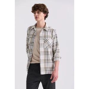 Taş Over Size Bol Kesim Ekose Desenli Pamuklu Cepli Oduncu Gömlek