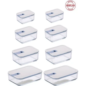 Perfect Seal Dikdörtgen Cam Saklama Kabı Seti 8 Parça