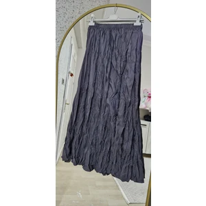 Kadın Pileli Kırışık Kumaş Maxi 100 cm Etek Kraş