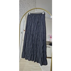 Kadın Pileli Kırışık Kumaş Maxi 100 cm Etek Kraş