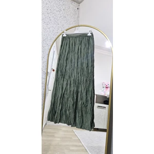 Kadın Pileli Kırışık Kumaş Maxi 100 cm Etek Kraş