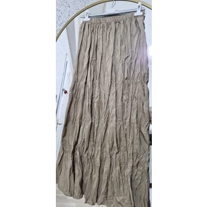 Kadın Pileli Kırışık Kumaş Maxi 100 cm Etek Kraş