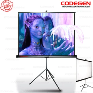 TX-18 180x180 cm Tripod Ayaklı Taşınabilir Manuel Projeksiyon Perdesi (Arkası Siyah Fonlu)