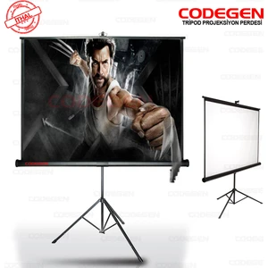 TX-20 200x200 cm Tripod Ayaklı Taşınabilir Manuel Projeksiyon Perdesi (Arkası Siyah Fonlu)