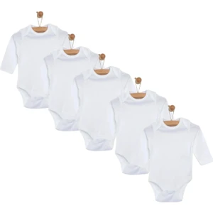 Mixi Baby Pamuklu Çıtçıtlı Bebek Body Bisiklet Yaka 5'li Set Uzun Kol