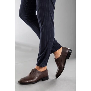 Dilimler Ayakkabı Hakiki Deri Neolit Taban Baskılı Deri Kahverengi Erkek Klasik Ayakkabı