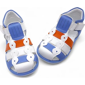 Ortopedik Erkek Bebek ve Çocuk Sandaleti EBGCM2406 Beyaz Mavi Turuncu 22