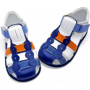 Ortopedik Erkek Bebek ve Çocuk Sandaleti EBGCM2406 Lacivert Mavi Turuncu 24