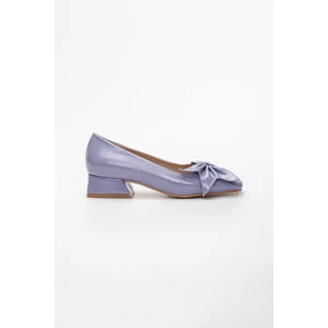 Dilimler Ayakkabı Fiyonklu Rugan Lila Kadın Topuklu Ayakkabı