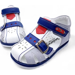 Ortopedik Erkek Bebek ve Çocuk Sandaleti EBTKL2407 Beyaz Gri Lacivert 25