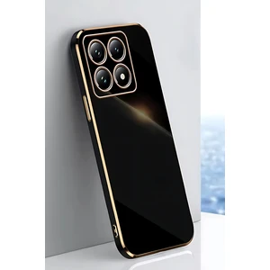 Xiaomi Mi 14T Kılıf Parlak Kenarlı Altın Işlemeli Kamera Korumalı Kapak