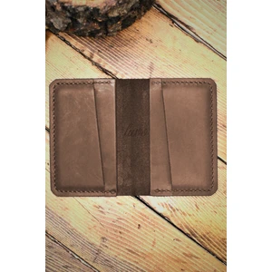 El Yapımı Hakiki Deri Kartlık Italyan Dikiş Premium Hakiki Deri Kompakt Kartlık