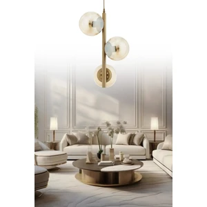 Salkım 3'lü Eskitme Bal Glop Camlı Modern Avize
