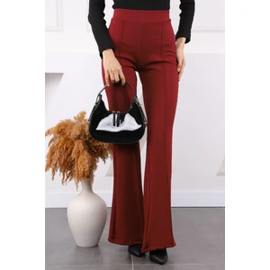 İmaj Butik Bordo Yüksek Bel Çimalı İspanyol Pantolon