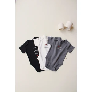 Ohlala Koala 3lü Nakışlı Kısa Kollu Çıt Çıtlı Body Zıbın Model 7