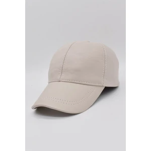 Bej Deri Erkek Kep Şapka