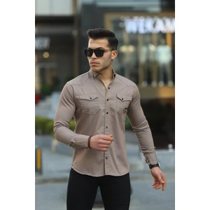 Erkek Slim Fit Çift Cepli Kot Gömlek