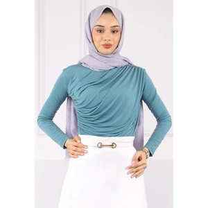 İmaj Butik Su Yeşili Önü Drapeli Sandy Bluz