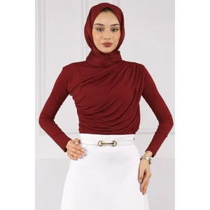 İmaj Butik Bordo Önü Drapeli Sandy Bluz