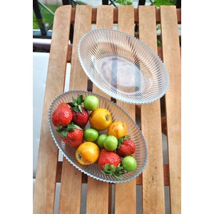 2 Adet Arya Cam Çukur Kayık Tabak Servis Meze Kasesi 21 cm